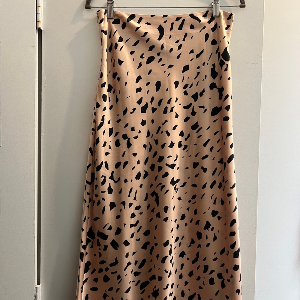 SHEIN Black and Tan Animal Print A-Line Skirt